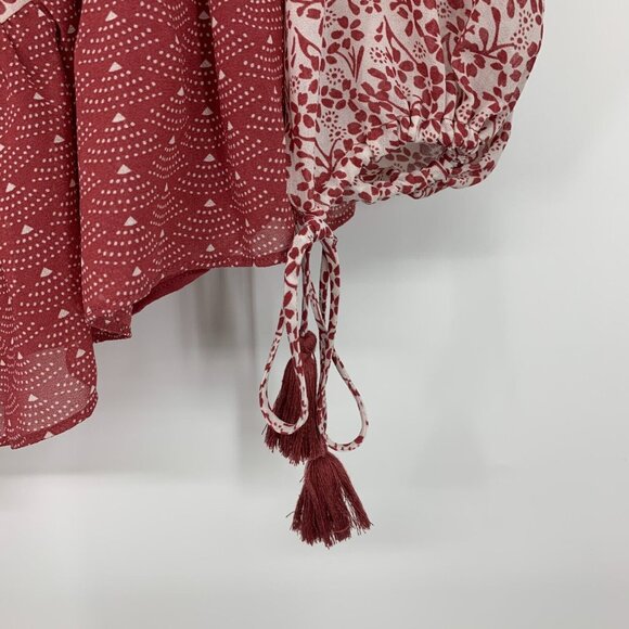 Revolve Tularosa Syrah Red Floral Print Halter Off Shoulder - Picture 6 of 15